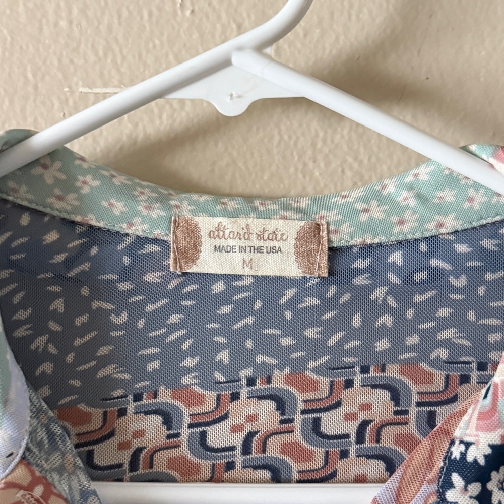 Altar’d State Patchwork Floral Ruched Button Crop… - image 3